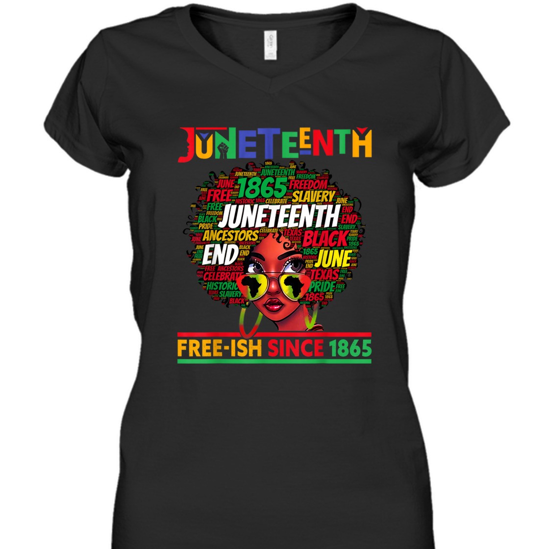 Strong Women Juneteenth Free-ish Since 1865 Afro Black Women Messy Bun T-Shirt Strong Women Juneteenth Free-ish Since 1865 Afro Black Women Messy Bun T-Shirt