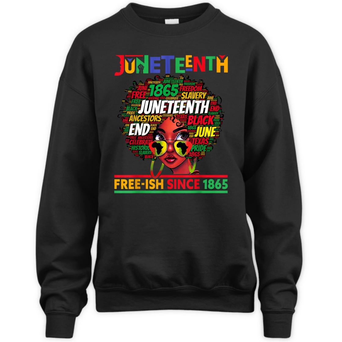 Strong Women Juneteenth Free-ish Since 1865 Afro Black Women Messy Bun T-Shirt Strong Women Juneteenth Free-ish Since 1865 Afro Black Women Messy Bun T-Shirt