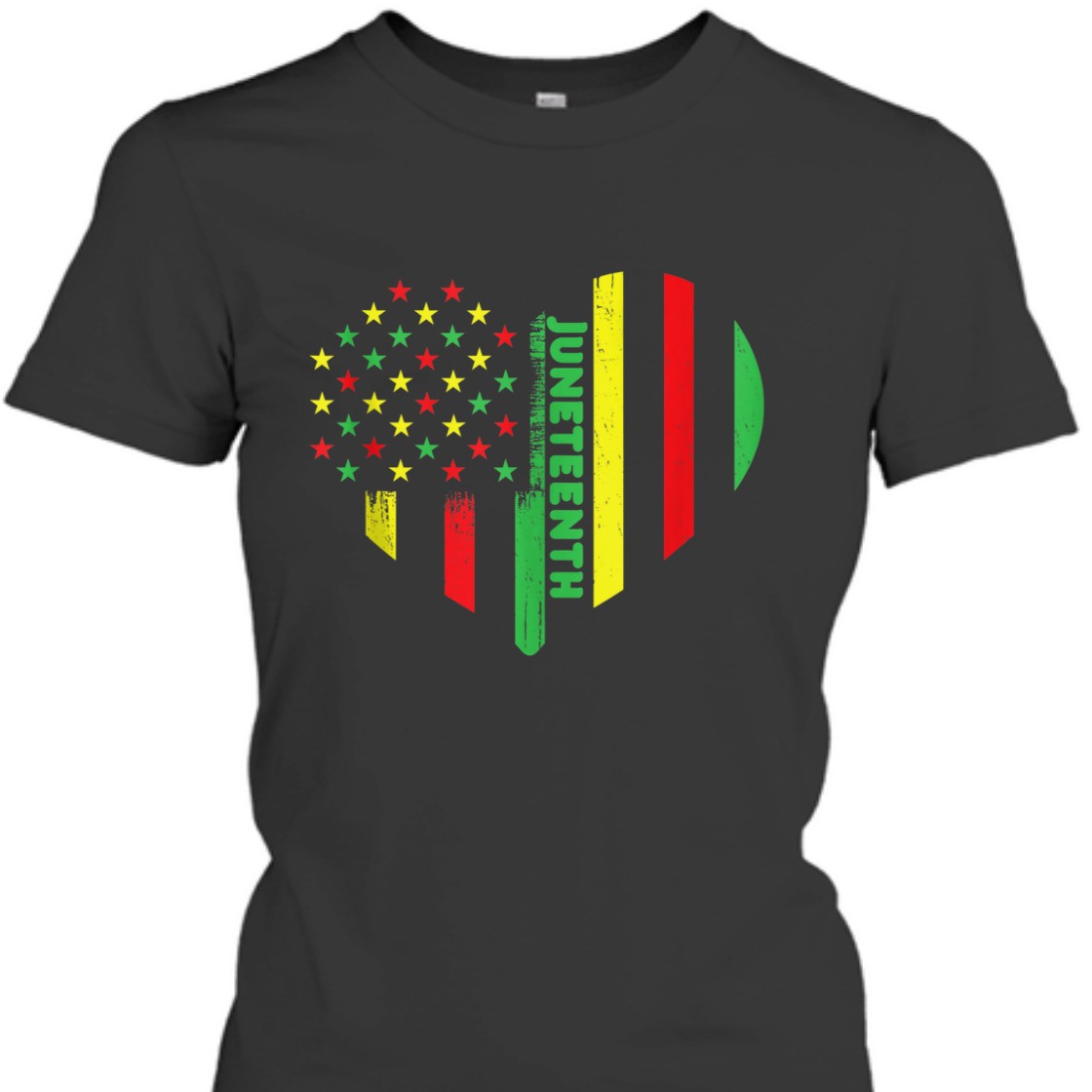 Strong Women Juneteenth Retro Vintage Heart Flag Black Dad Mom Girl Boy T-Shirt