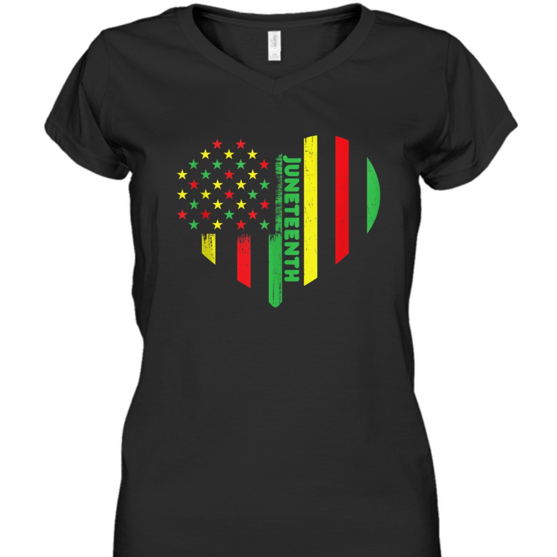 Strong Women Juneteenth Retro Vintage Heart Flag Black Dad Mom Girl Boy T-Shirt