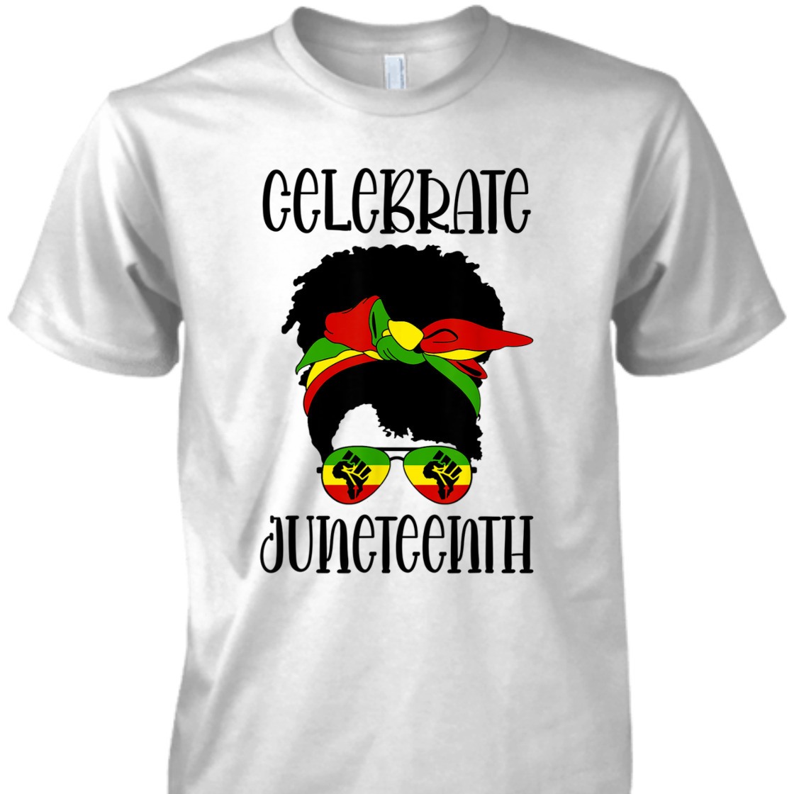 Strong Women Black Women Messy Bun Juneteenth Celebrate T-Shirt