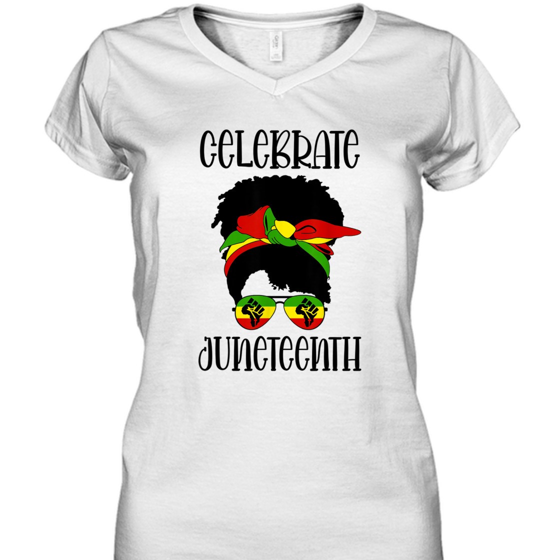 Strong Women Black Women Messy Bun Juneteenth Celebrate T-Shirt