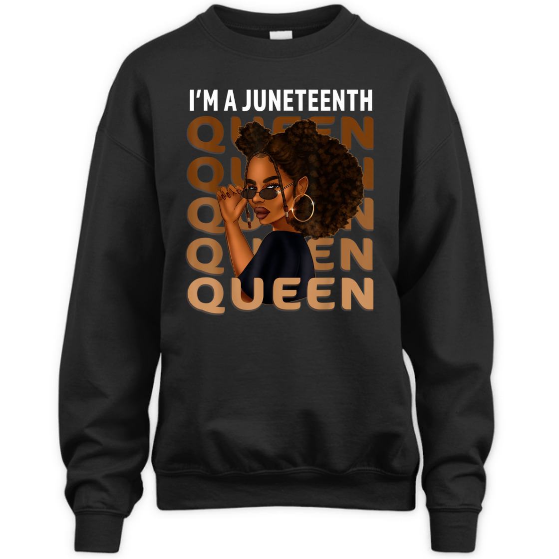 Strong Women Juneteenth Queen Swag Black Melanin Natural Hair Afro Women T-Shirt