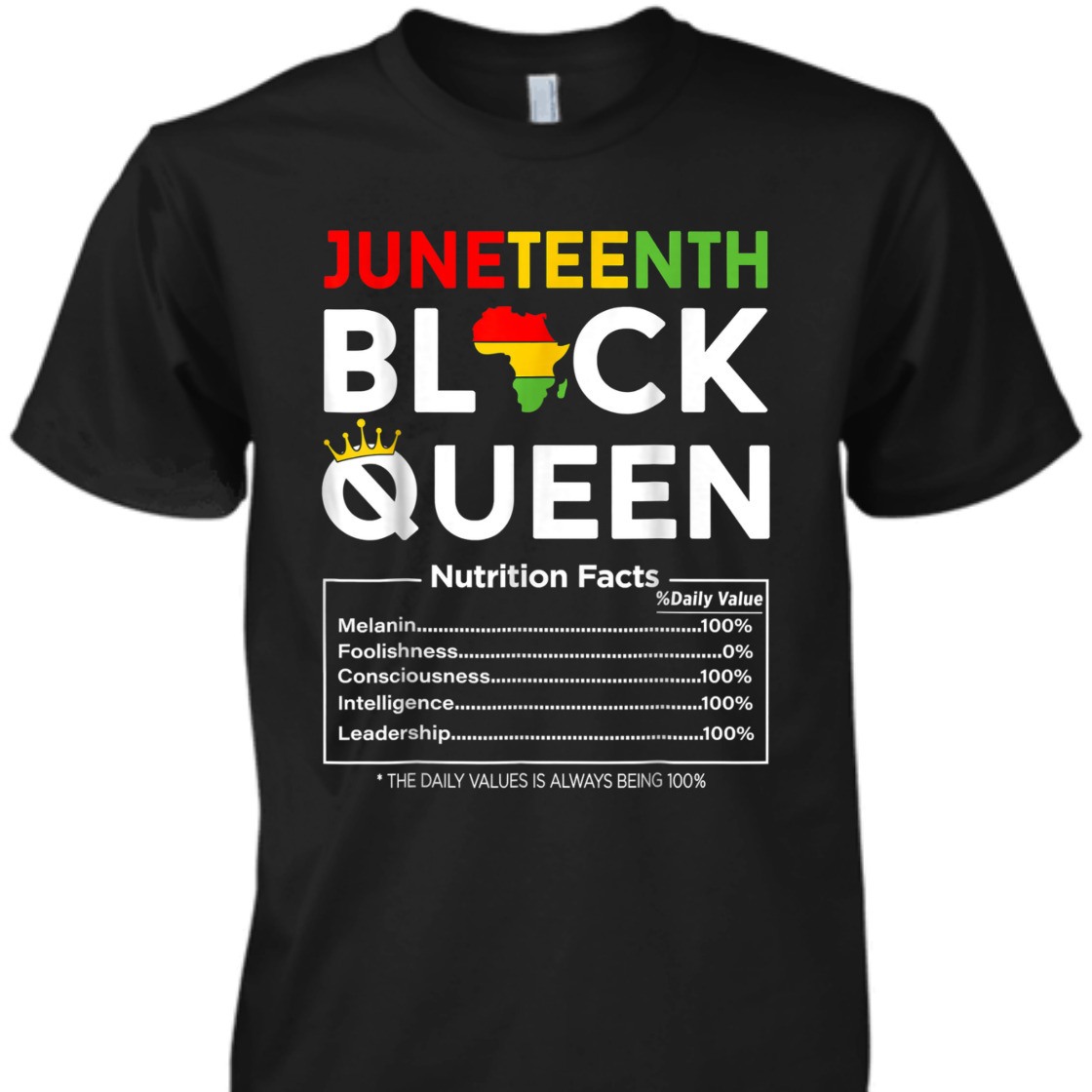 Strong Women Juneteenth Black Queen Nutritional Facts 4th Of July T-Shirt