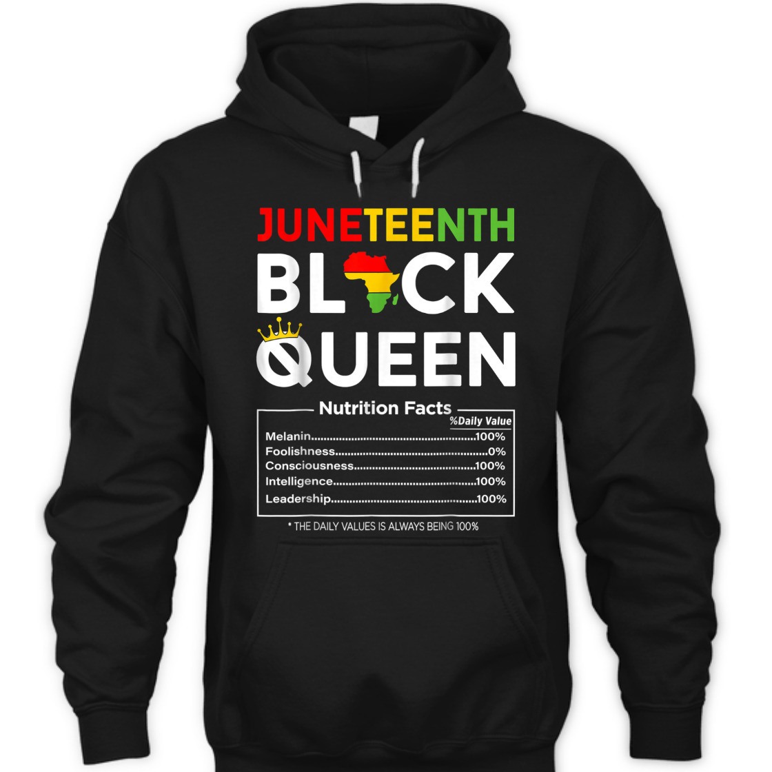 Strong Women Juneteenth Black Queen Nutritional Facts 4th Of July T-Shirt