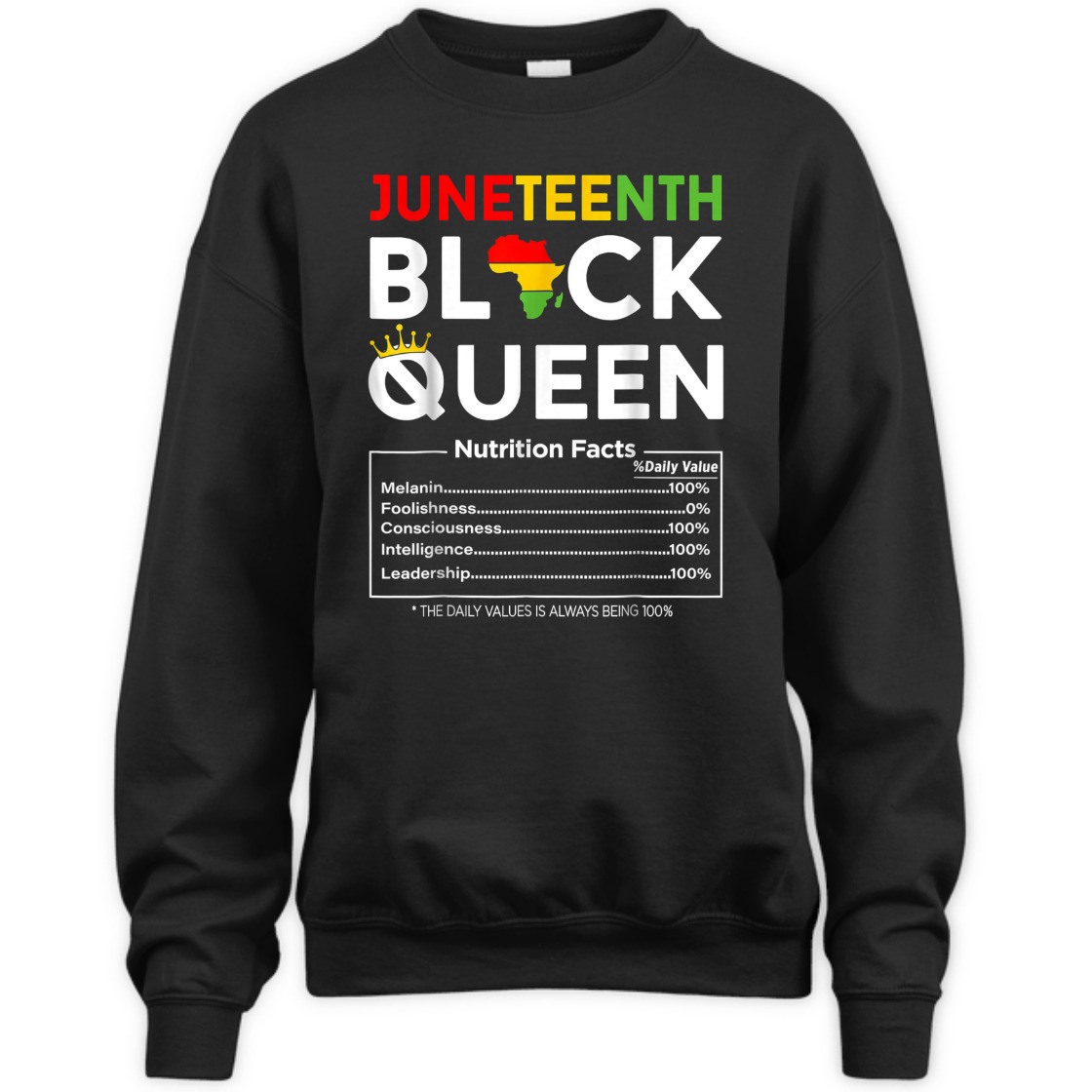 Strong Women Juneteenth Black Queen Nutritional Facts 4th Of July T-Shirt