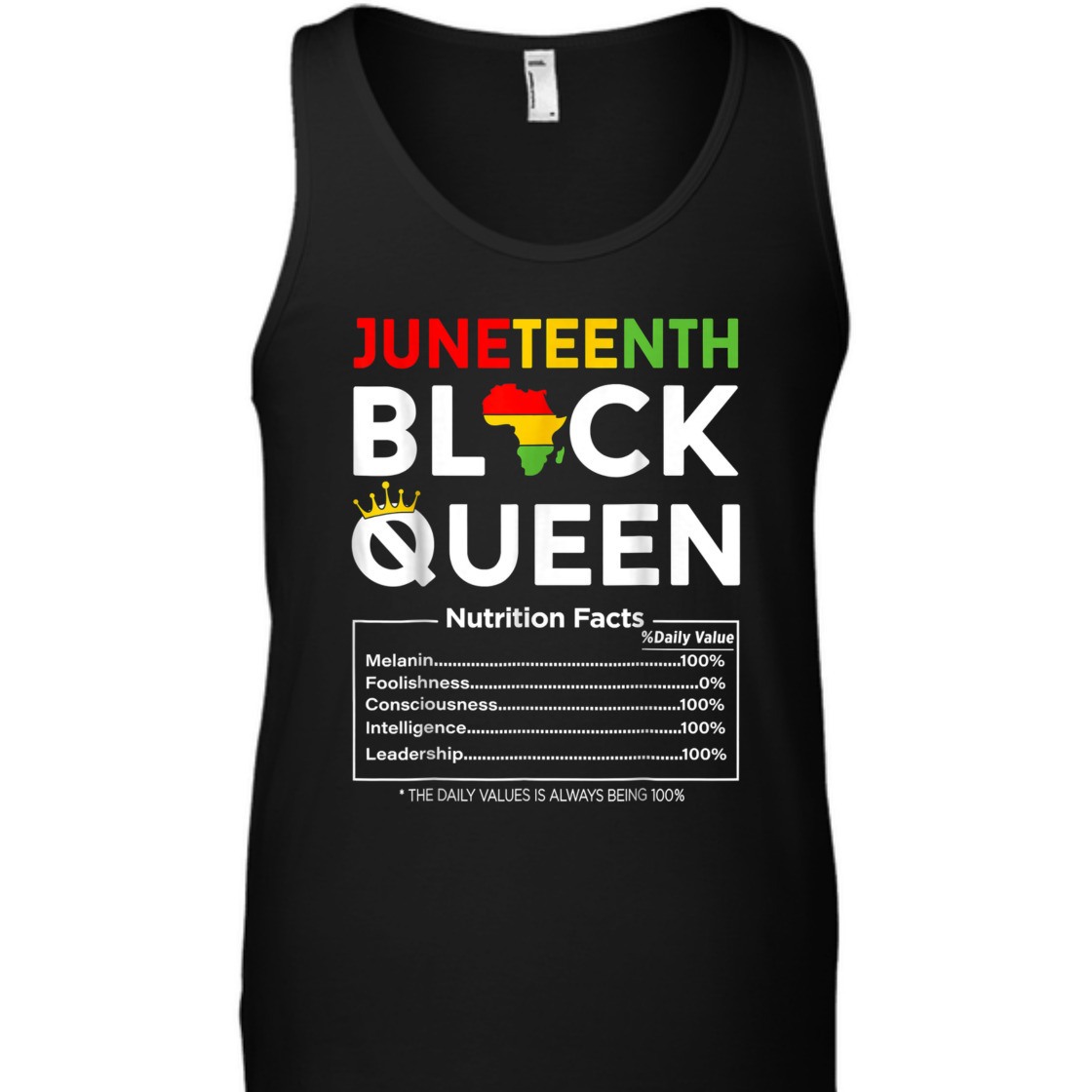 Strong Women Juneteenth Black Queen Nutritional Facts 4th Of July T-Shirt