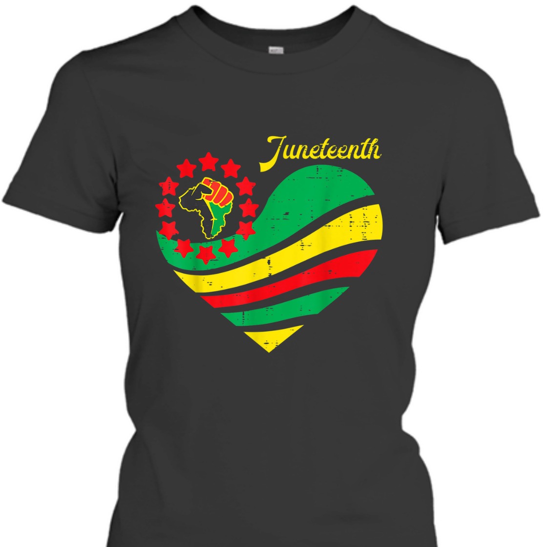 Strong Women Juneteenth Heart Africa Fist June 19th 1865 T-Shirt
