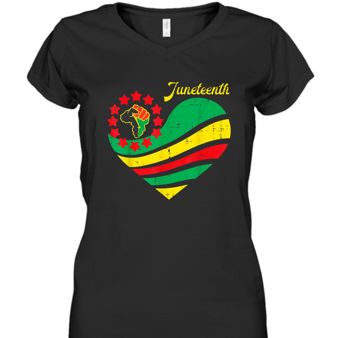Strong Women Juneteenth Heart Africa Fist June 19th 1865 T-Shirt
