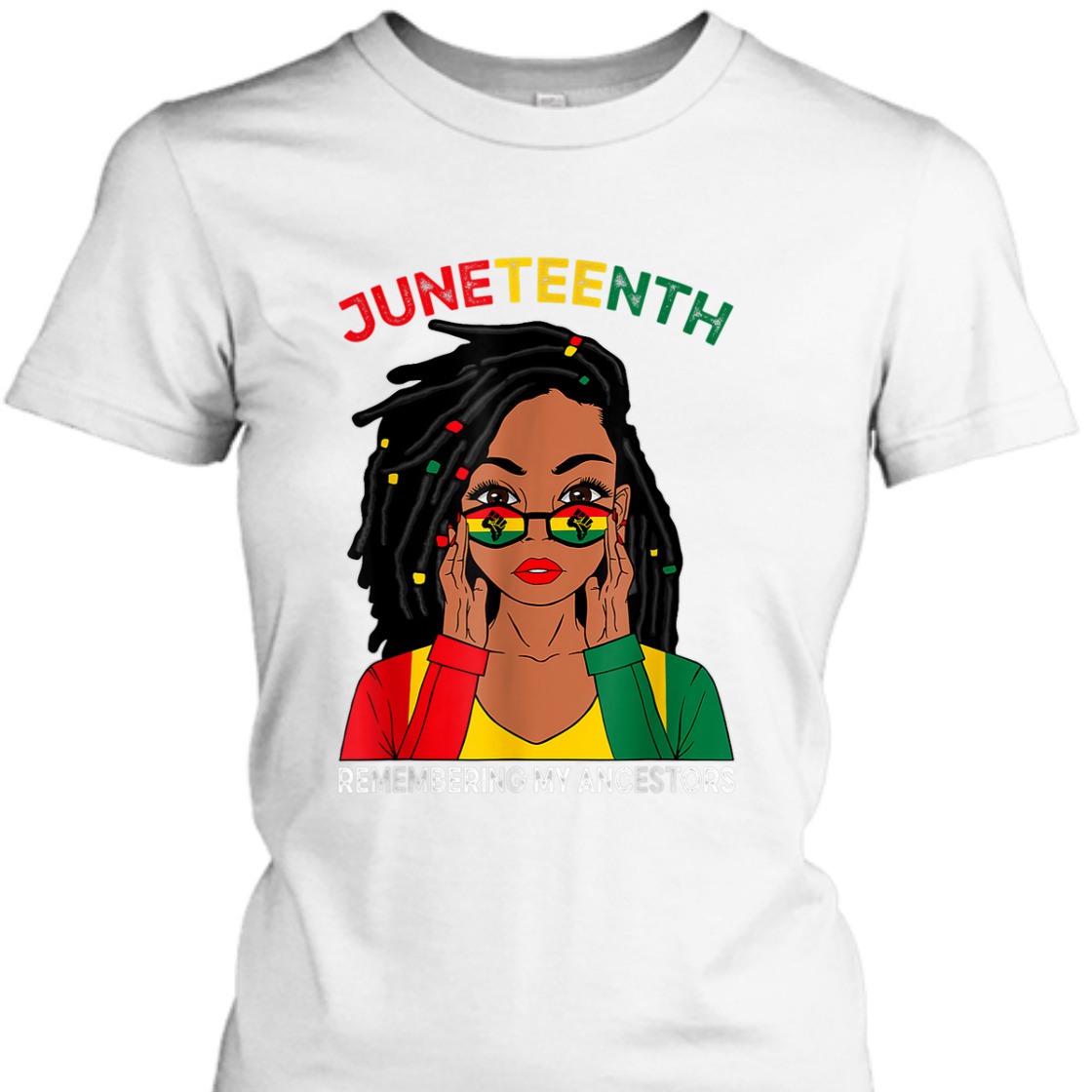 Strong Women Loc'd Hair Black Woman Remebering My Ancestors Juneteenth T-Shirt