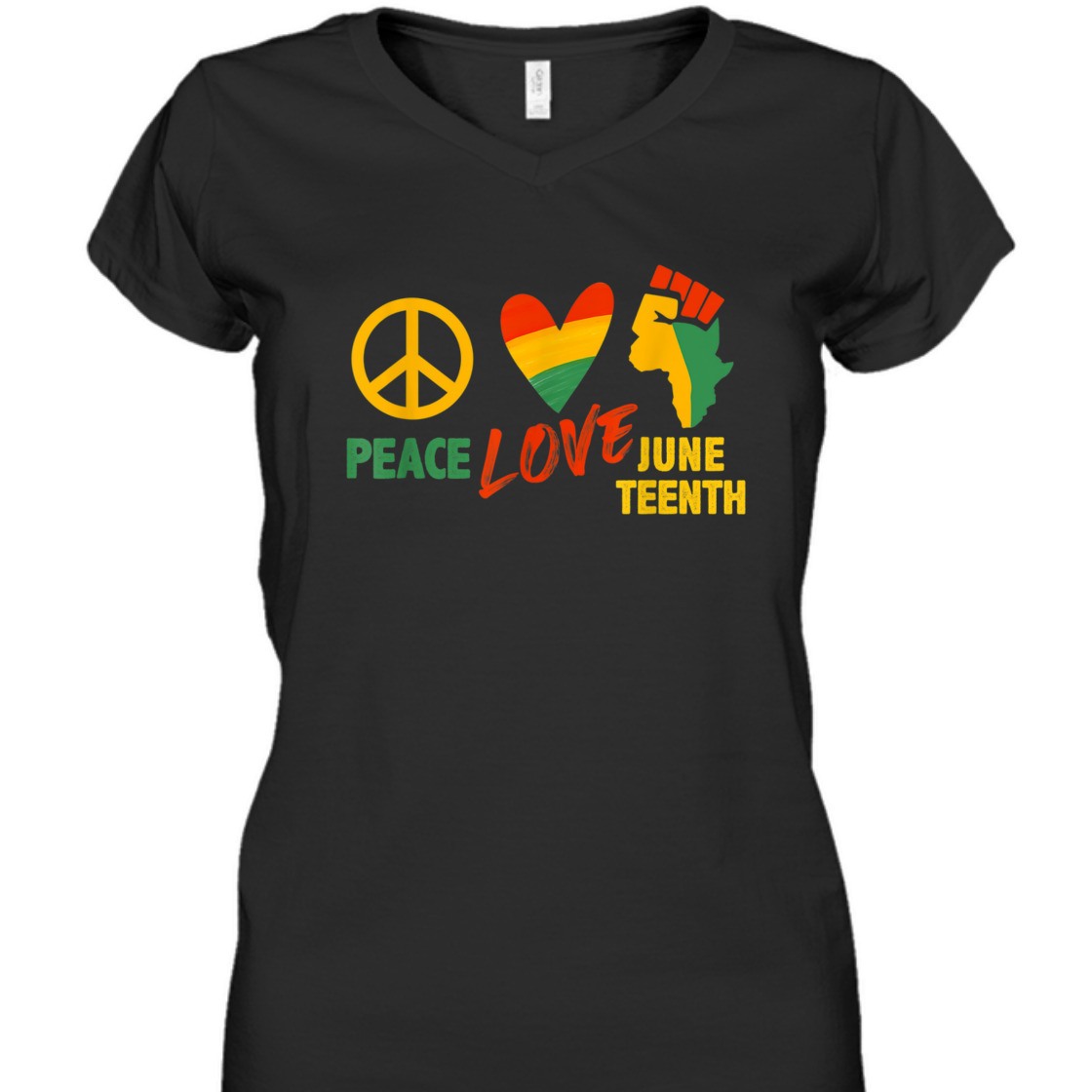 Strong Women Peace Love Juneteenth 1865 African Woman American Freedom T-Shirt