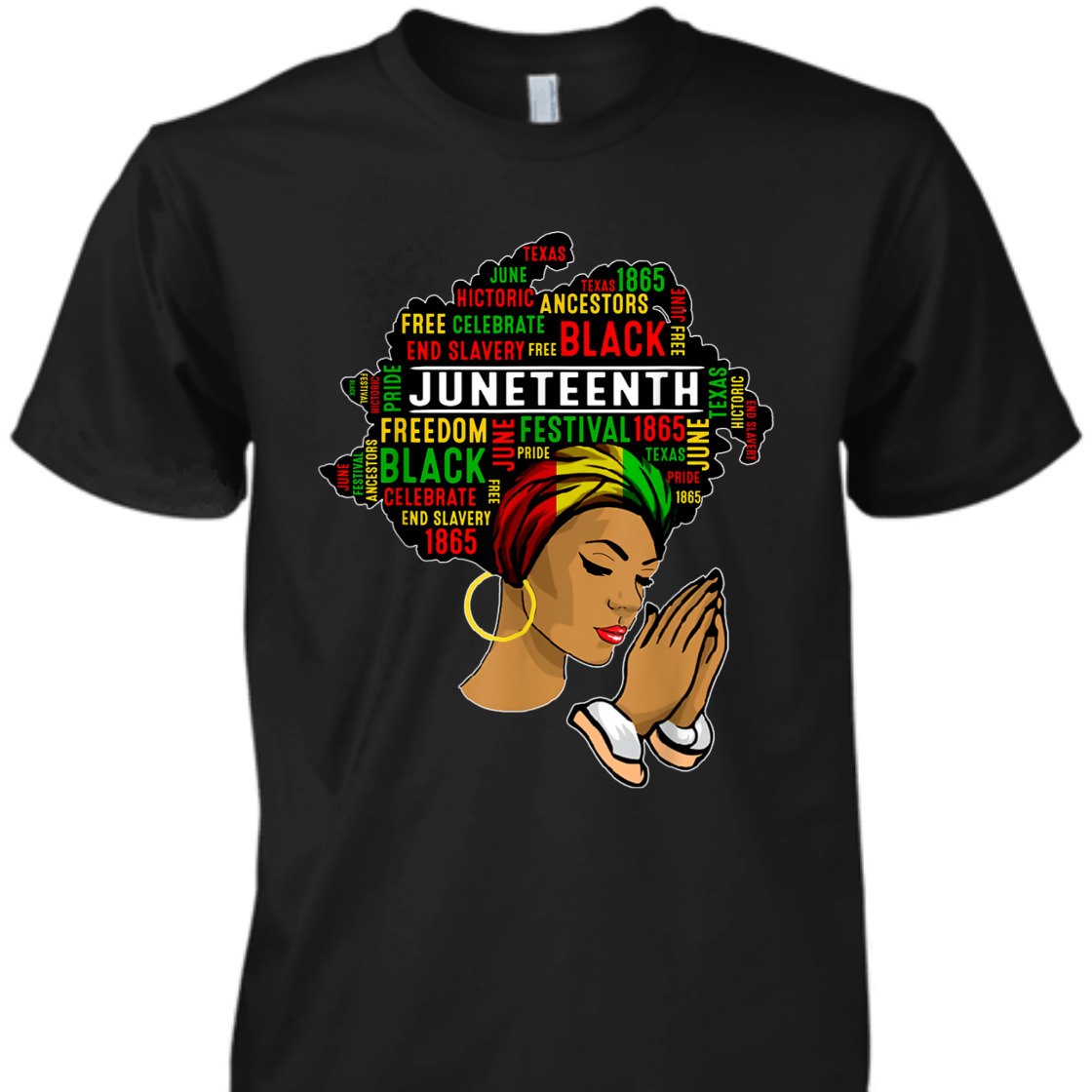 Strong Women Melanin Black Women Juneteenth Natural Hair Afro Word Art T-Shirt
