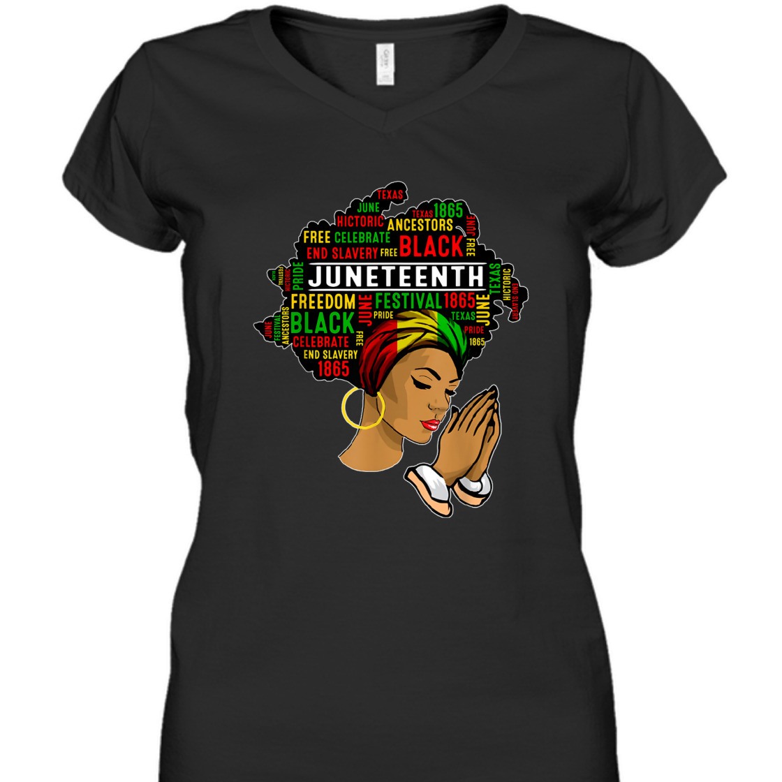 Strong Women Melanin Black Women Juneteenth Natural Hair Afro Word Art T-Shirt