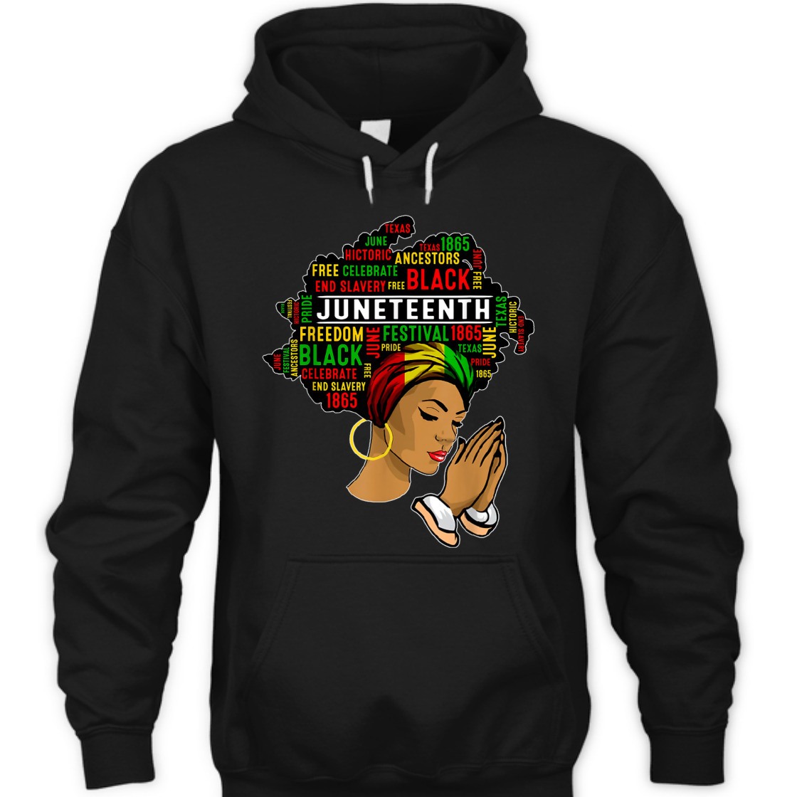 Strong Women Melanin Black Women Juneteenth Natural Hair Afro Word Art T-Shirt