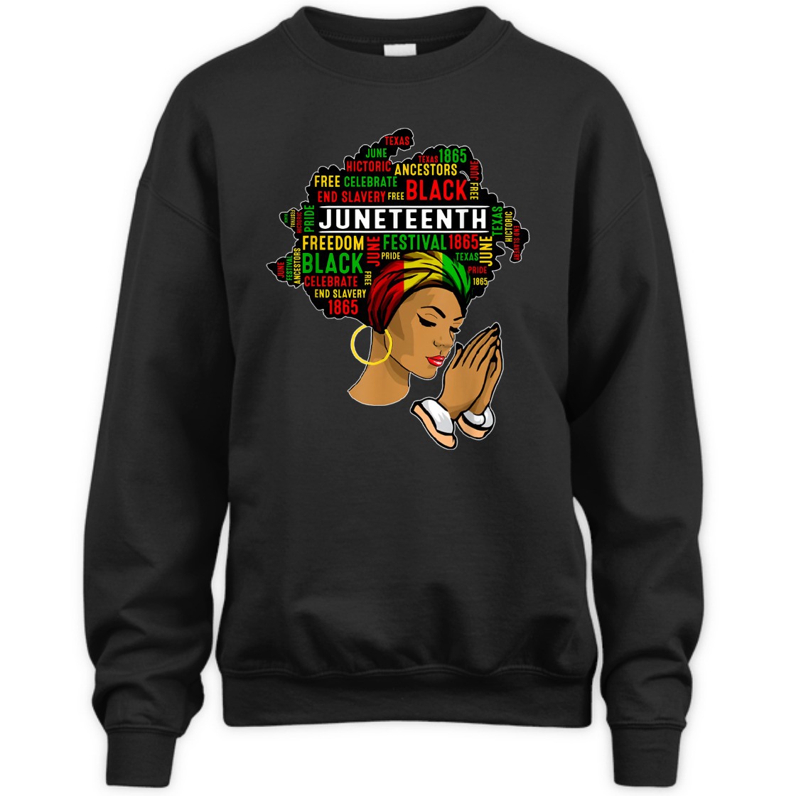 Strong Women Melanin Black Women Juneteenth Natural Hair Afro Word Art T-Shirt
