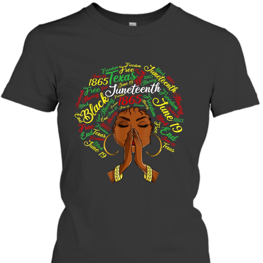 Strong Women Juneteenth, African Curly Natural Hair Girl T-Shirt