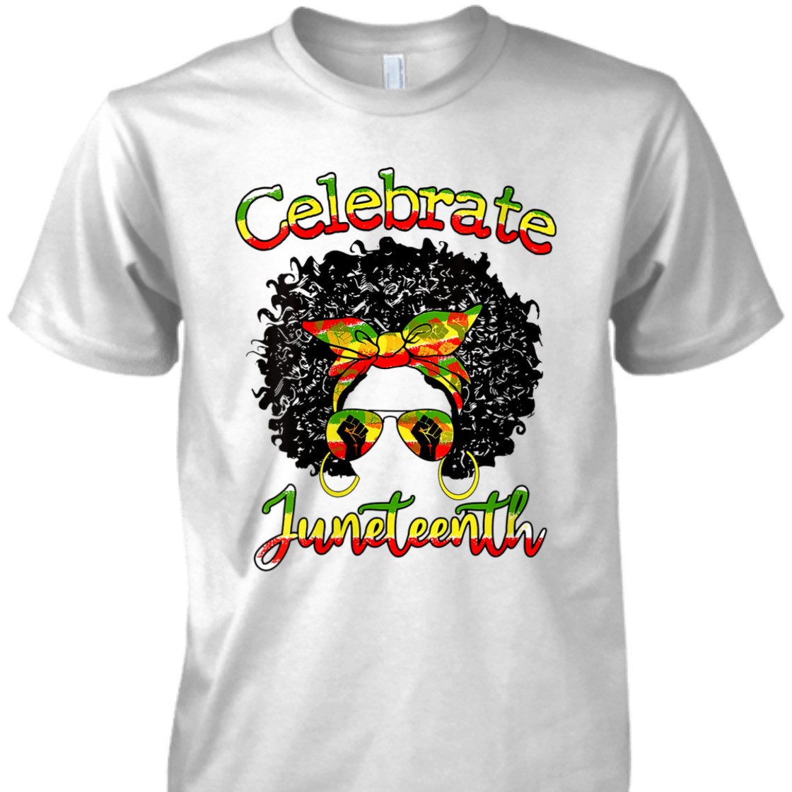Strong Women Messy Bun Juneteenth Celebrate Indepedence Day Black Women T-Shirt