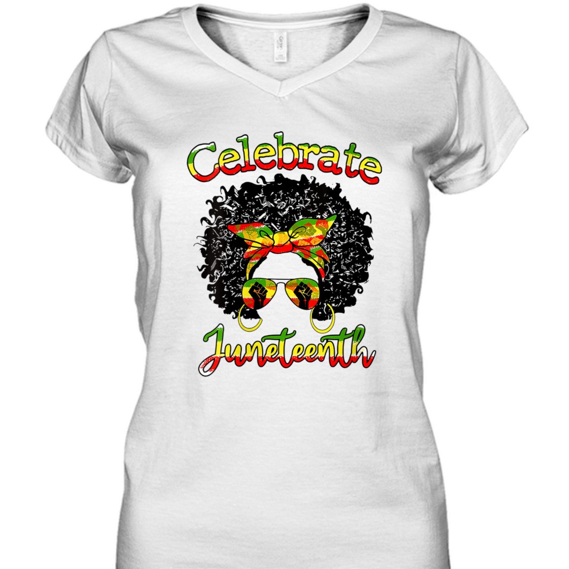 Strong Women Messy Bun Juneteenth Celebrate Indepedence Day Black Women T-Shirt
