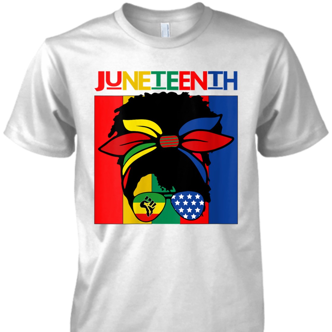 Strong Women Black Women MessyBun Juneteenth Independence Day 4th Of July T-Shirt