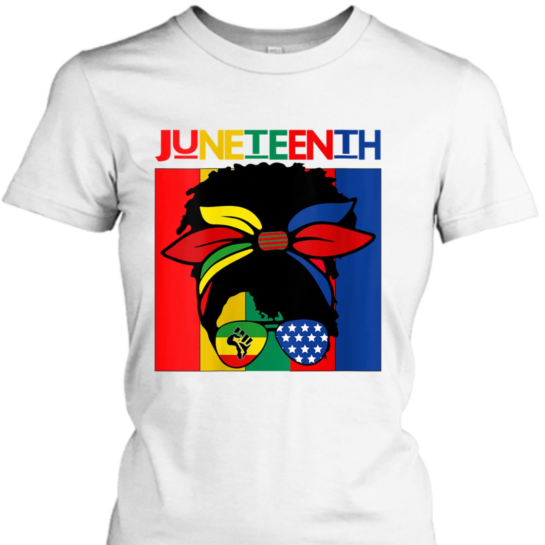 Strong Women Black Women MessyBun Juneteenth Independence Day 4th Of July T-Shirt