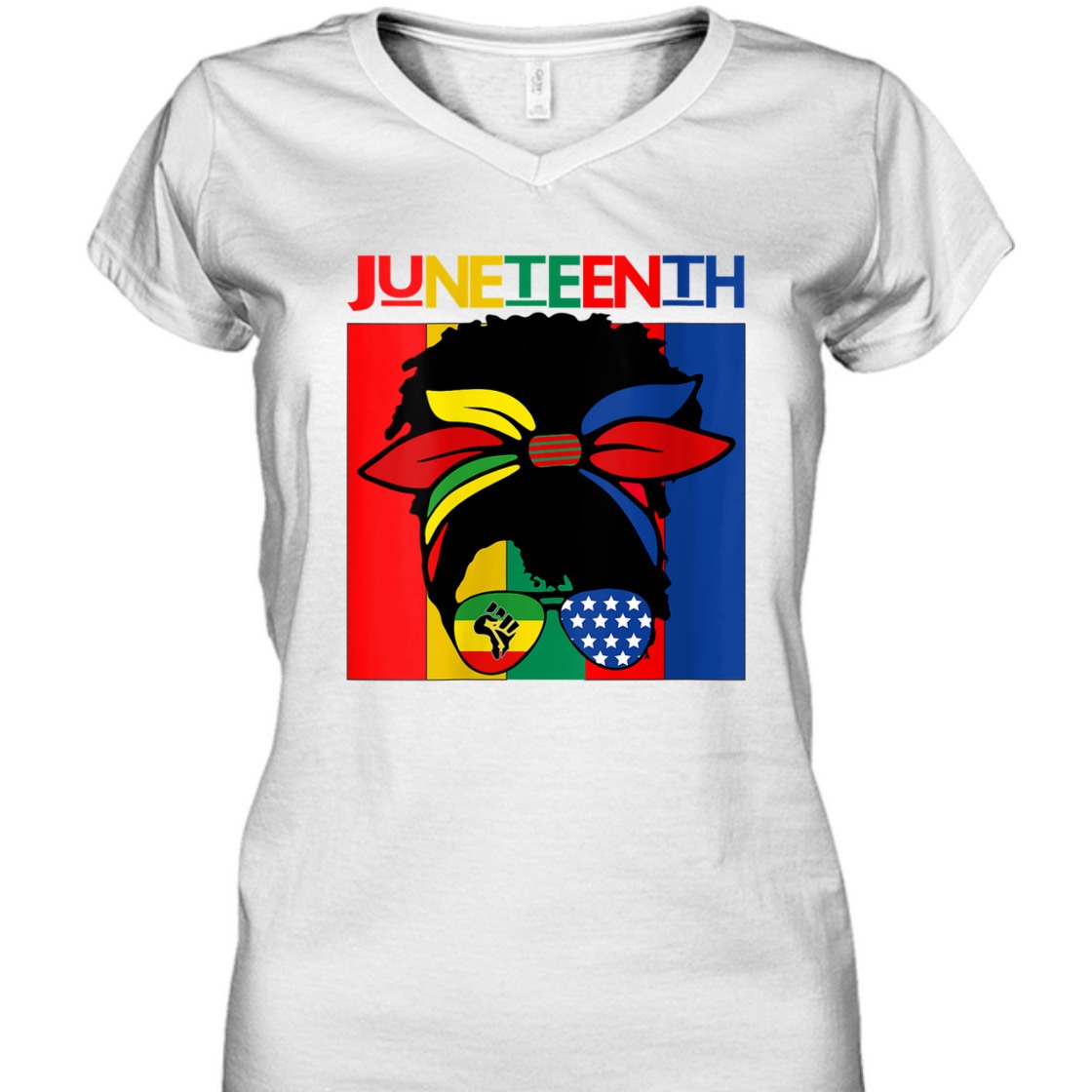 Strong Women Black Women MessyBun Juneteenth Independence Day 4th Of July T-Shirt