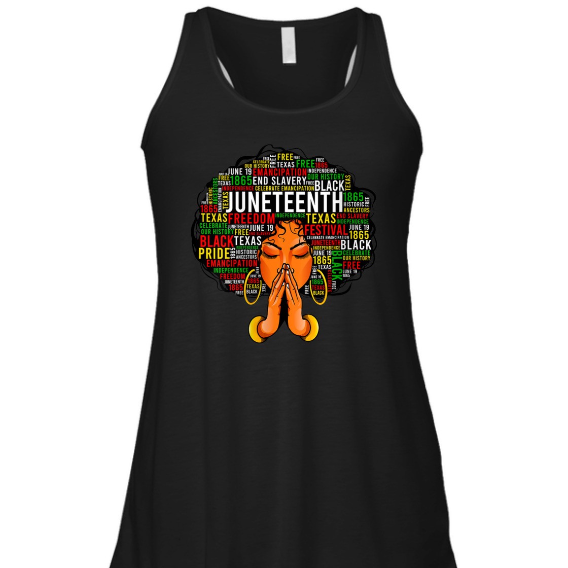 Strong Women Melanin Black Women Natural Hair Afro Word Art Juneteenth T-Shirt