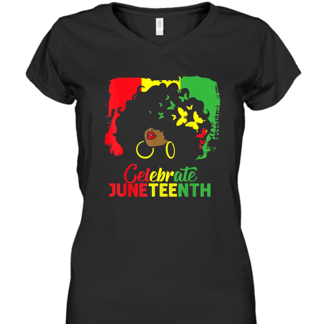 Strong Women Black Women Messy Bun Celebrate Juneteenth Indepedence Day T-Shirt