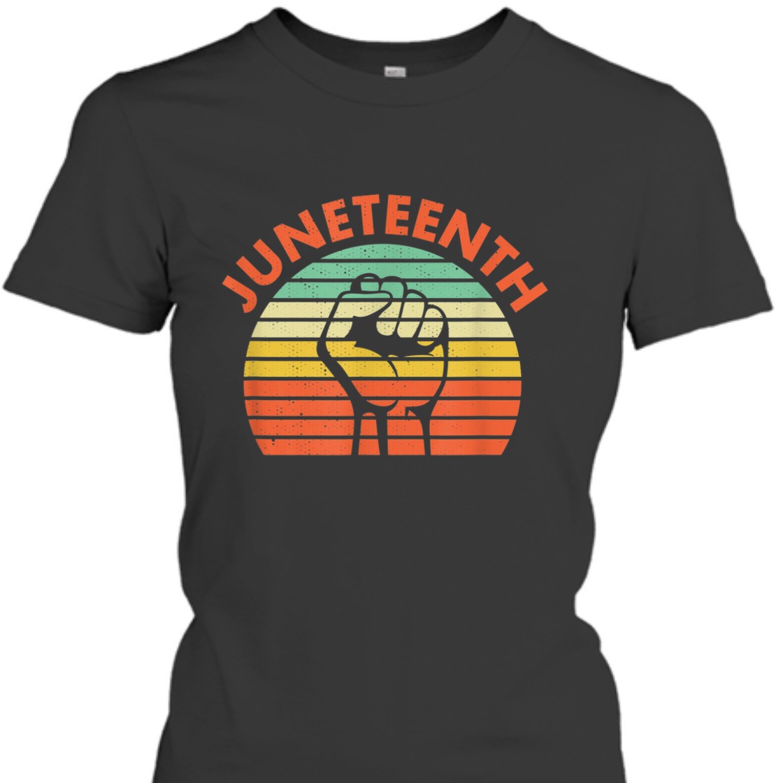 Strong Women Juneteenth Raised Fist Vintage Retro Striped Style T-Shirt Strong Women Juneteenth Raised Fist Vintage Retro Striped Style T-Shirt