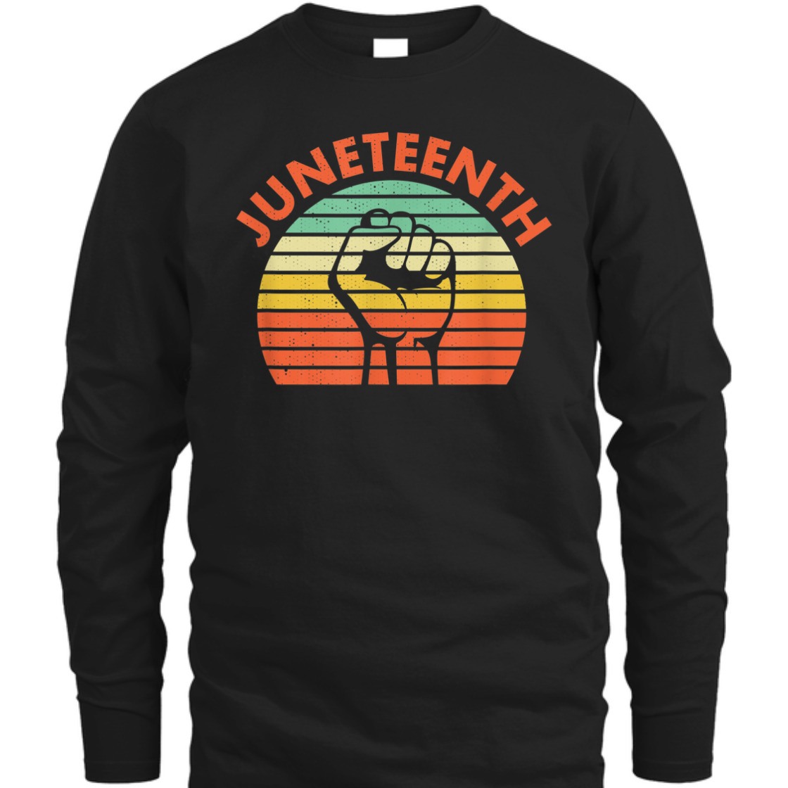 Strong Women Juneteenth Raised Fist Vintage Retro Striped Style T-Shirt