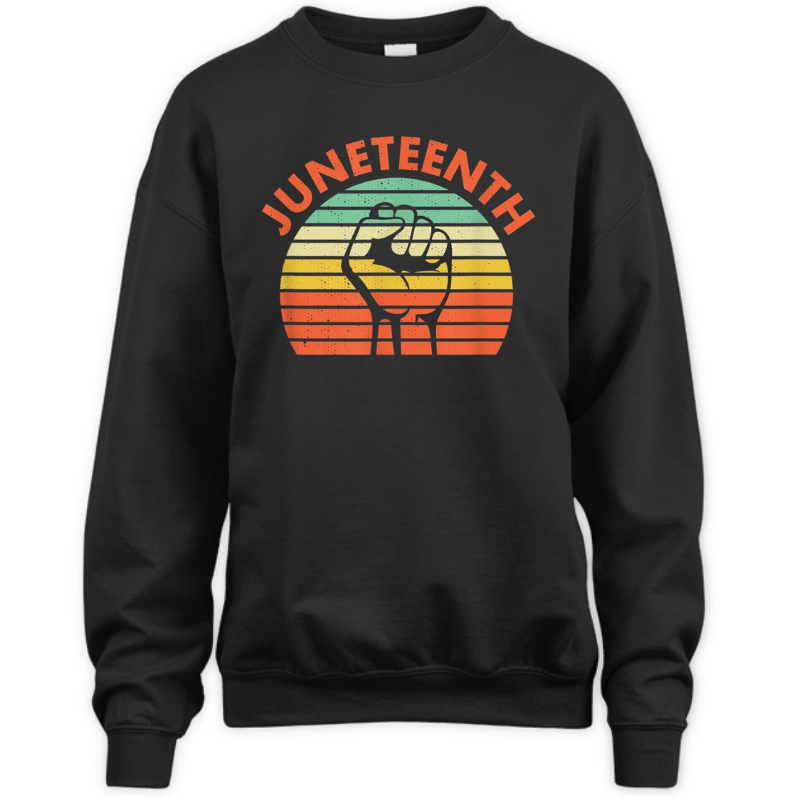 Strong Women Juneteenth Raised Fist Vintage Retro Striped Style T-Shirt
